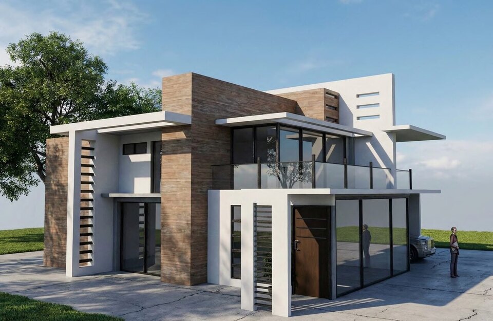 Rendu, maison individuelle contemporaine
