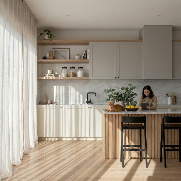 Rendu, cuisine, ambiance claire