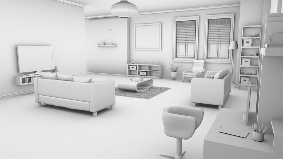 Maquette, séjour, projet intérieur